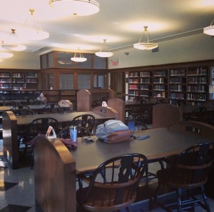 Figure 2: Though empty reading rooms are a rare occurrence in Columbia’s Butler Library, they are a good reminder not to become a hermit while reading for exams. (Photo by author)